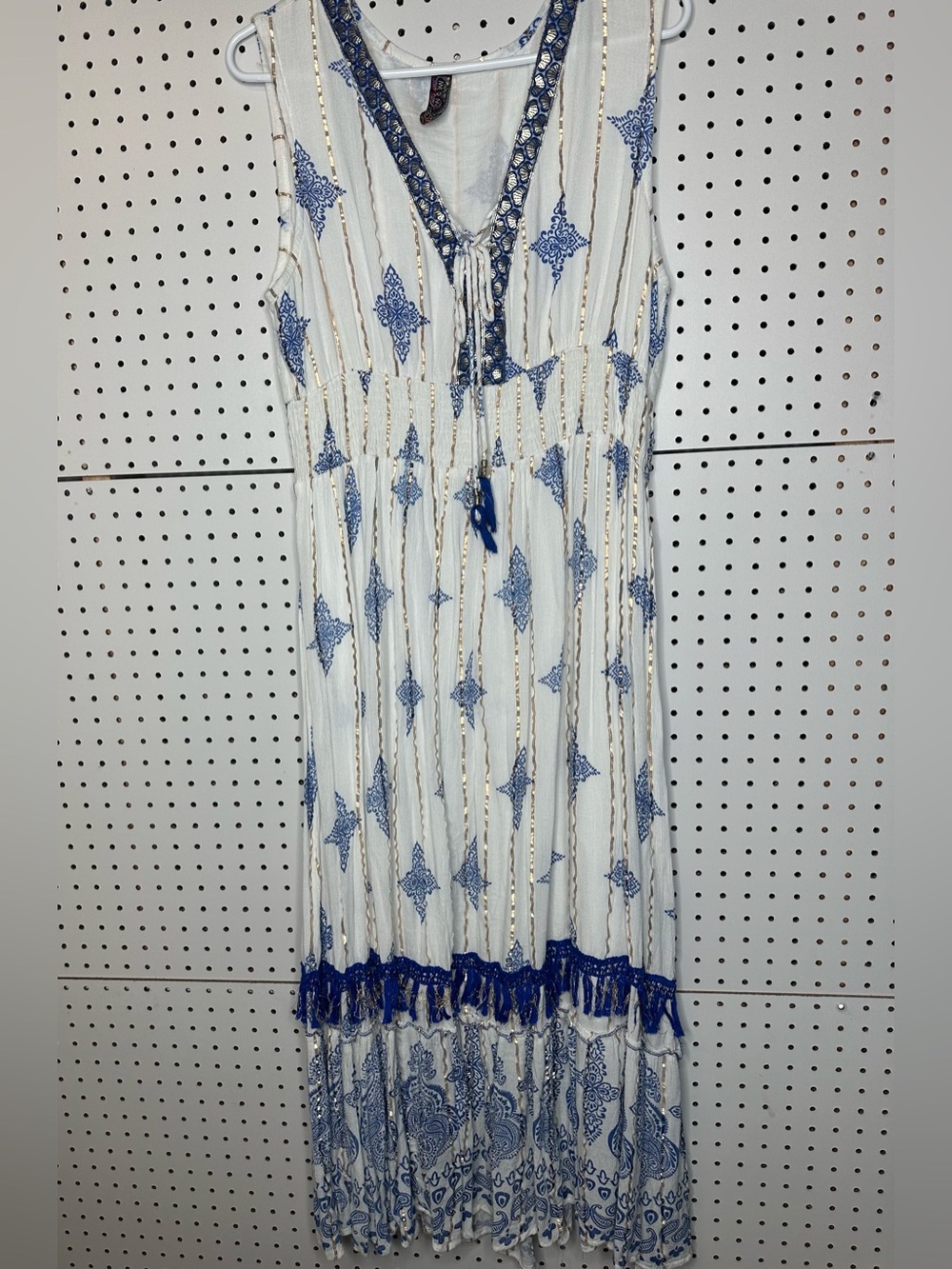 Me 2 Magic White and Blue Embroidered Dress 1X